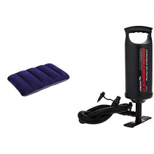 Almohada Hinchable flocada 43x28x9 cm Intex 68672 + Hinchador de Mano Doble Velocidad